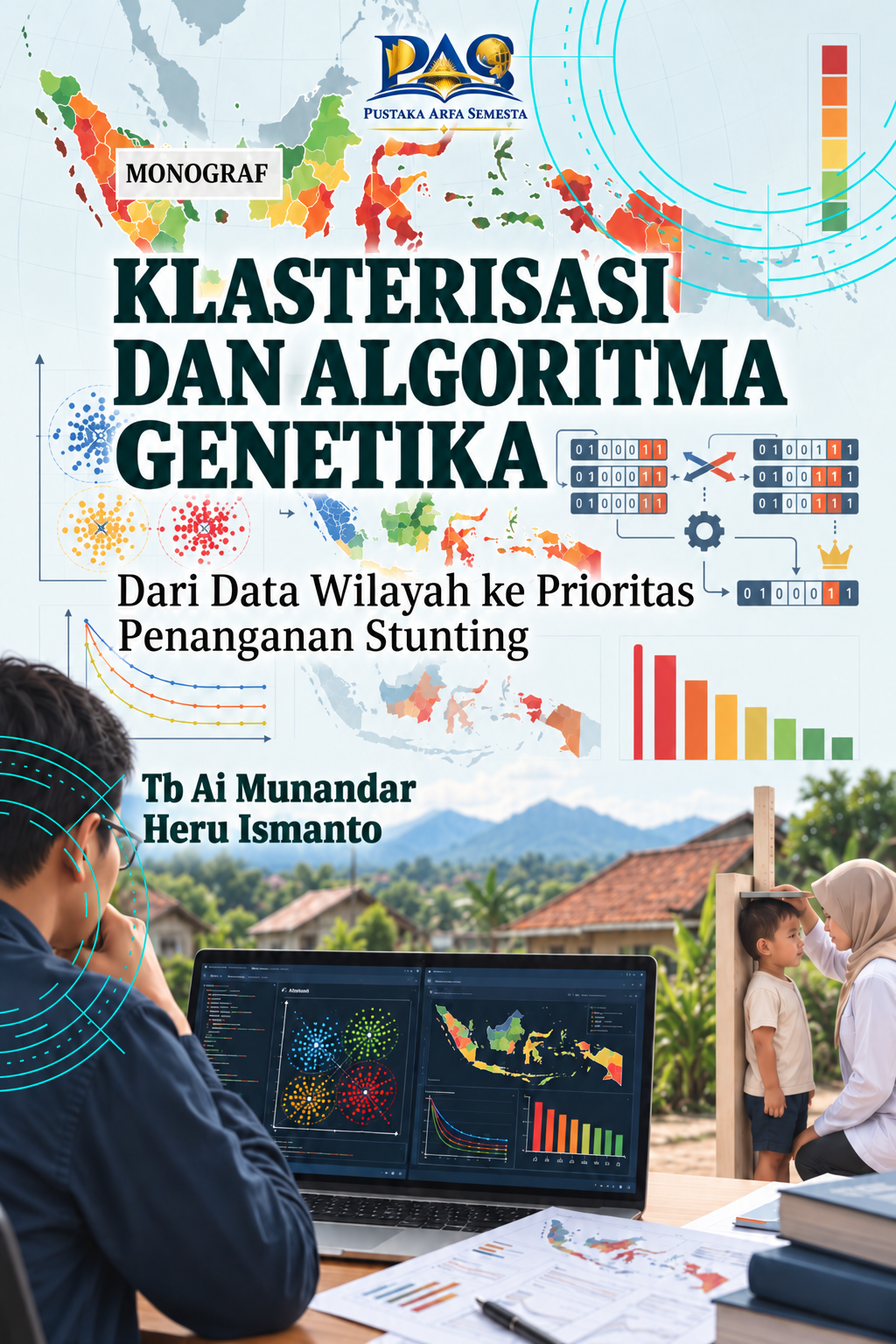 Cover Monograf Klasterisasi dan Algoritma Genetika Dari Data Wilayah ke Prioritas Penanganan Stunting